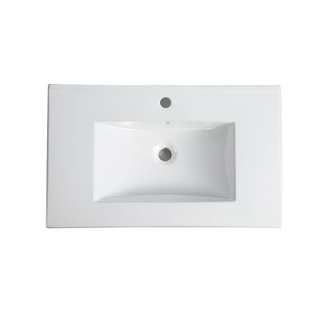 marland floor mount vanity 0750mm single basin top, matte white