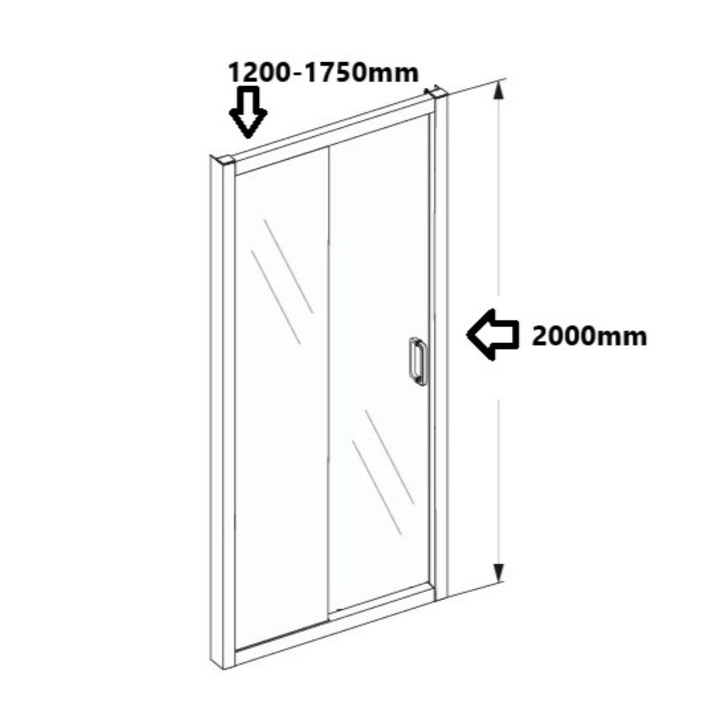 semi frameless wall to wall shower screen with sliding door, chrome 1350 1500mm