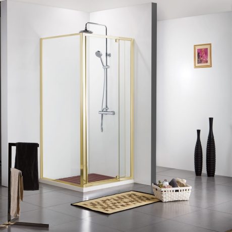 semi frame shower 0950 1050 pivot door & 0890 0910 return, light gold