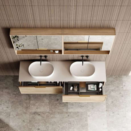 cicero wall hung vanity 1800mm, walnut