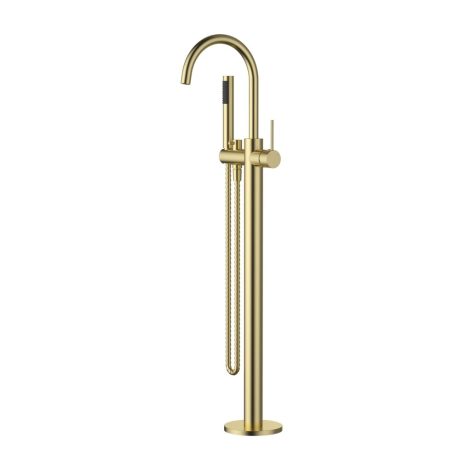 star mini freestanding bath mixer with hand shower, brushed bronze