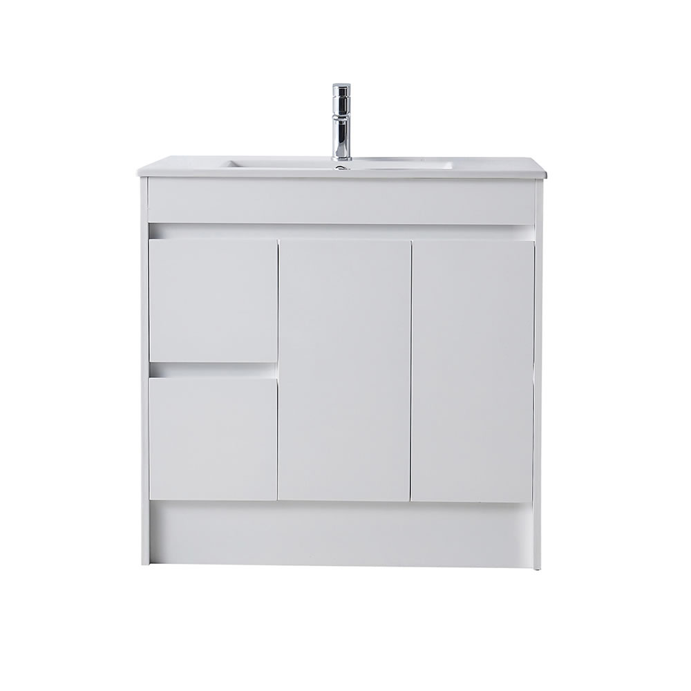 classic pvc floor mount single basin vanity 0900mm lh drawers, vanity top