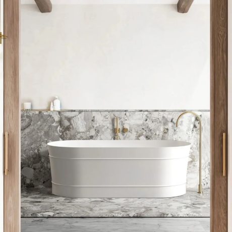 attica bondi freestanding bath, matte white 1500mm