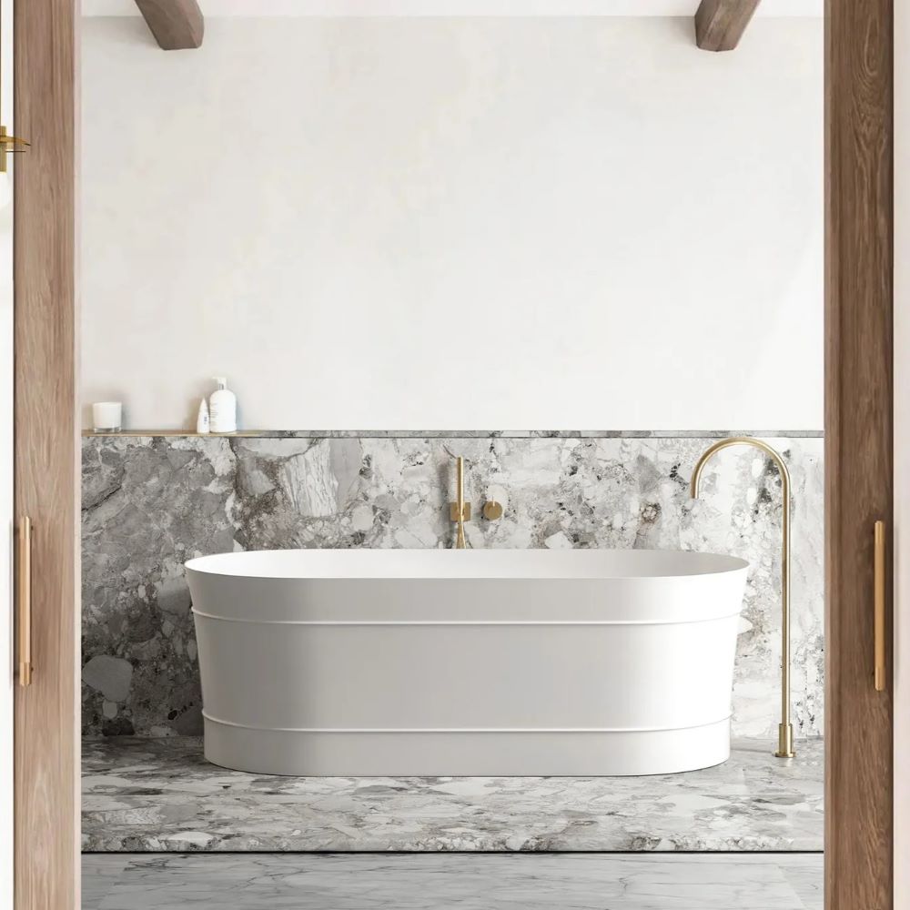 attica bondi freestanding bath, matte white 1500mm