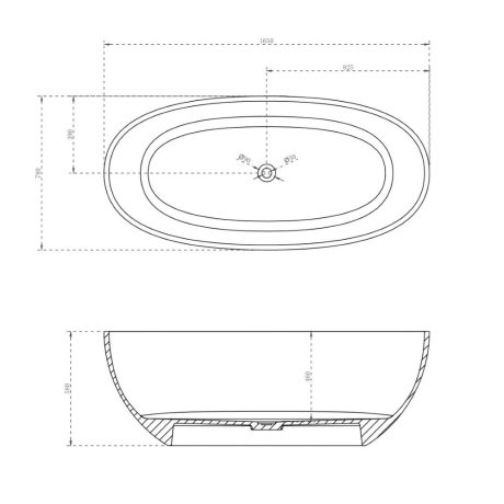 wow translucency resin stone bath, morion black 1650mm