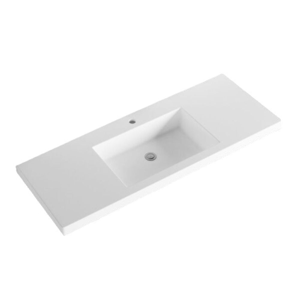 volvo single bowl 1 tap hole polymarble top, gloss white 1200mm