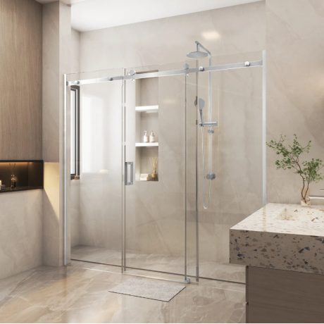 Frameless 3 Panels Wall to Wall Sliding Door Shower