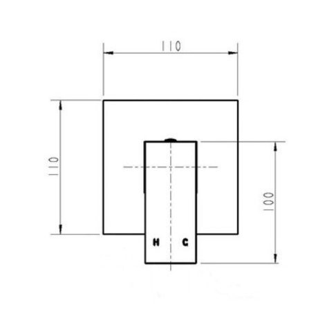 bsm square shower mixer, matte black