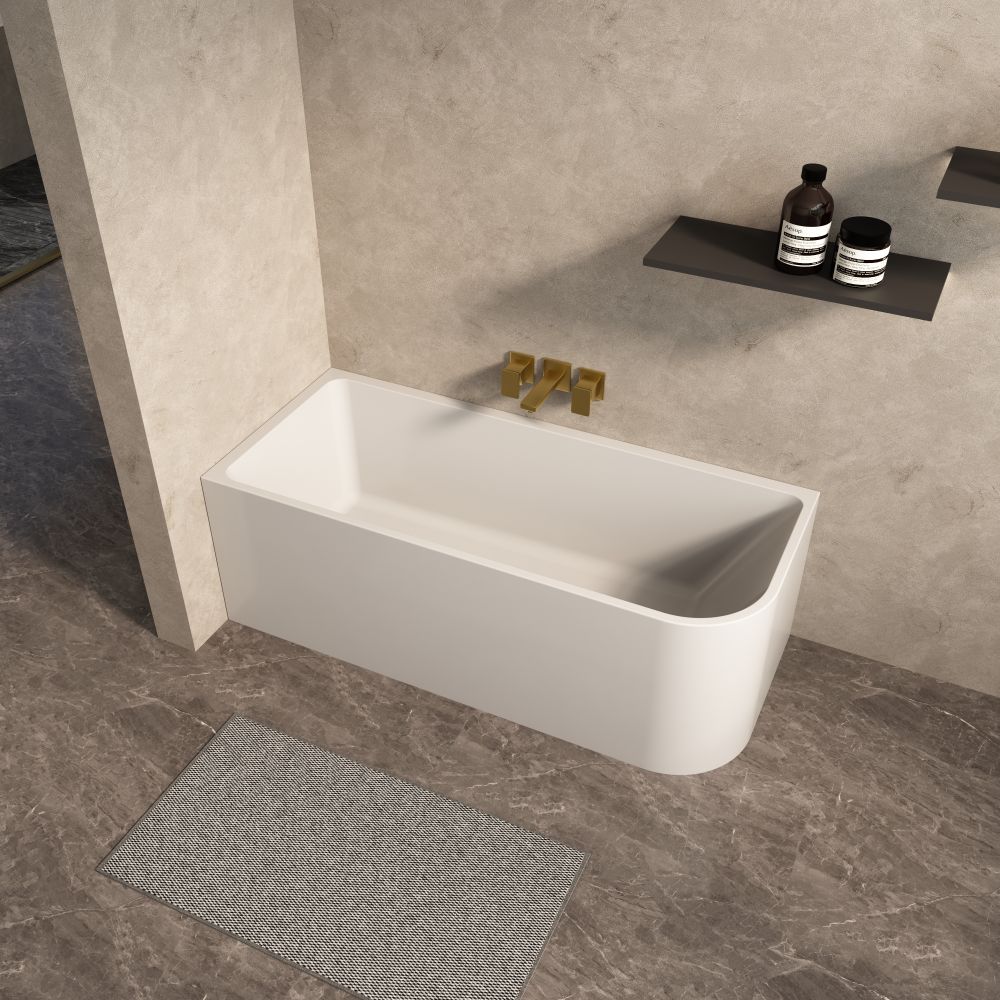 modica left corner freestanding bath, gloss white 1700mm