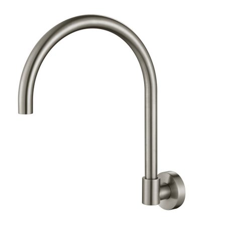 ryker gooseneck wall mount bath spout, pvd brushed nickel