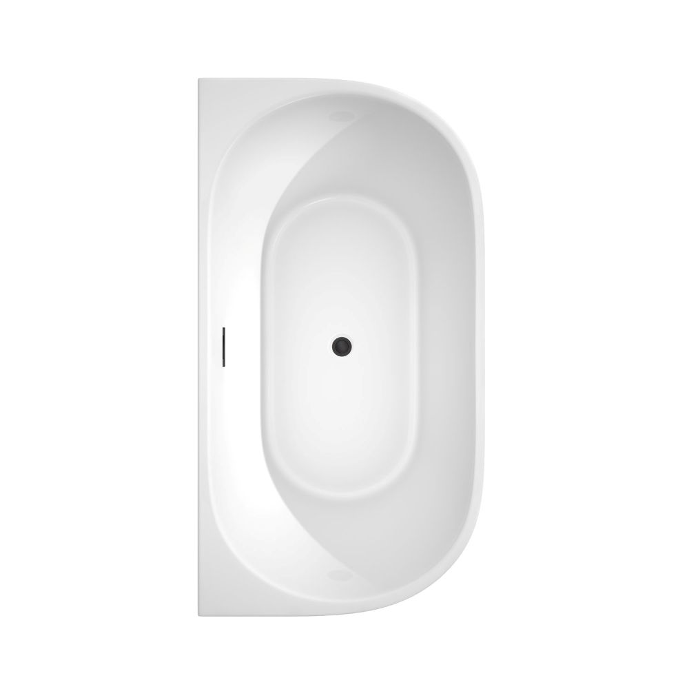 mila freestanding back to wall bath, gloss white 1700mm