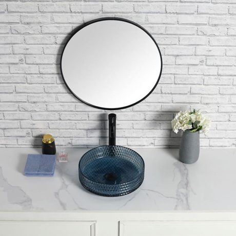 murano crystal dimond cut basin, crystal blue