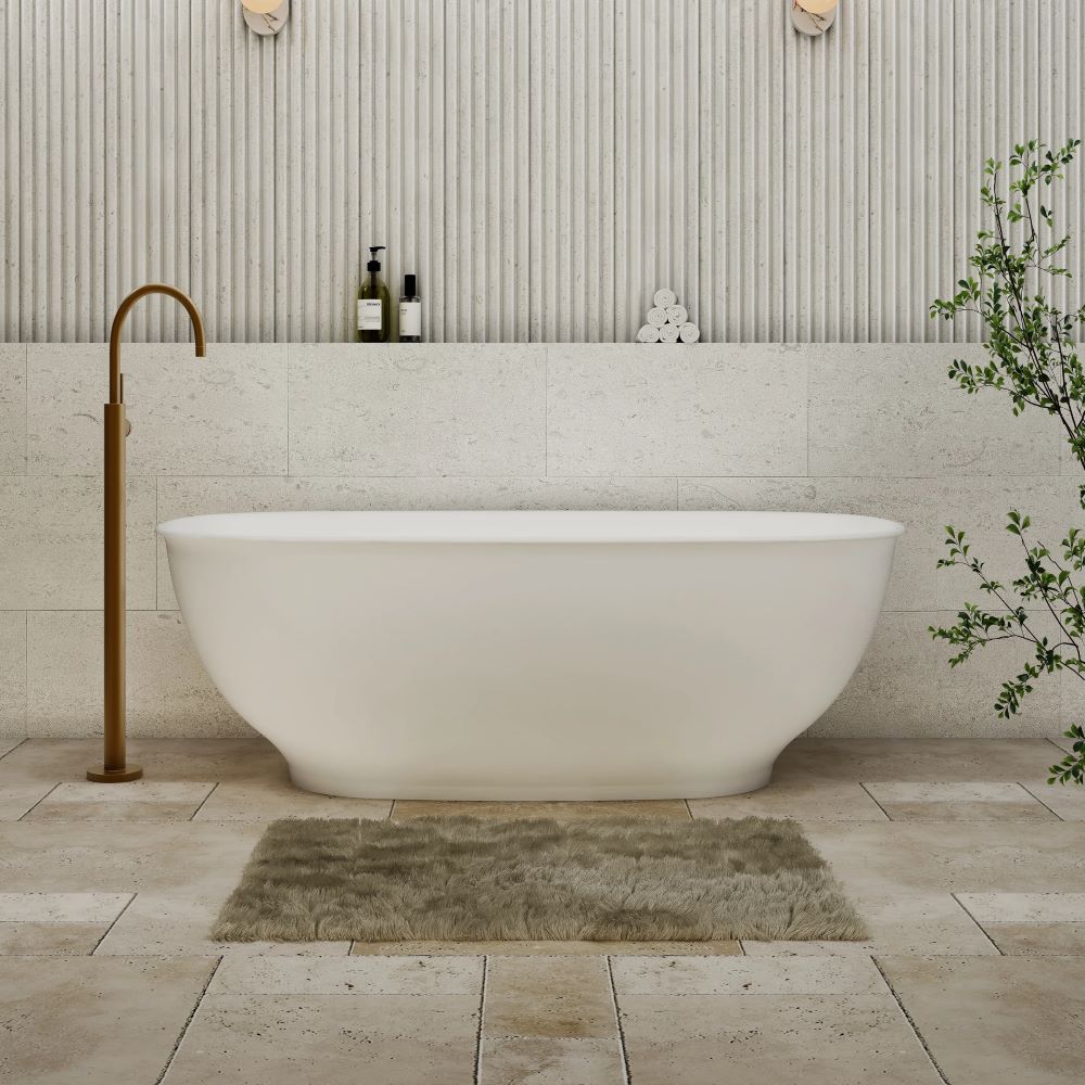 hampton freestanding bath, matte white 1700mm