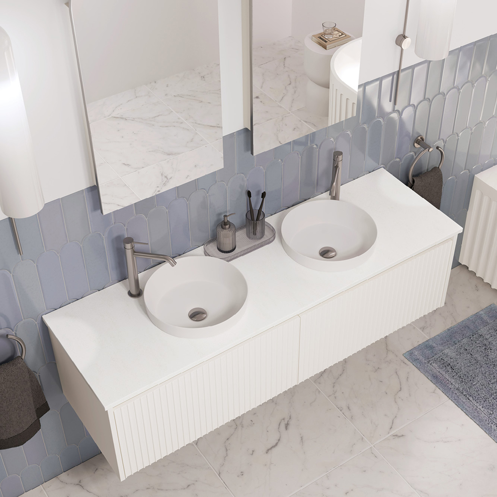 fienza crystal pure silica free stone vanity benchtop, rectangular full depth 0755mm