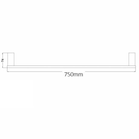 kara single towel rail 750mm, gun metal
