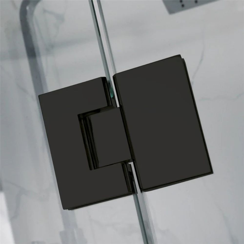 frameless square corner shower screen with hinge door, matte black 0950 x 0950mm