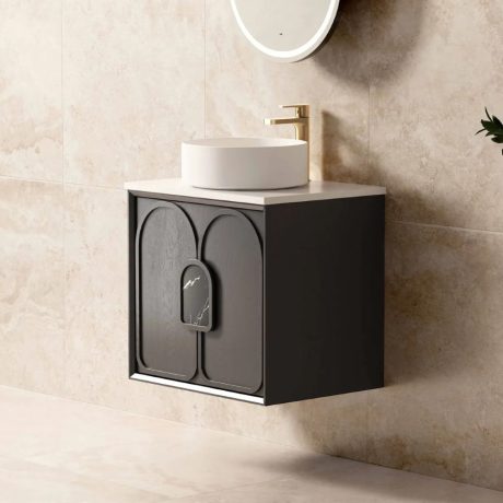 laguna mark ii wall hung vanity, black oak 0600mm cabinet only