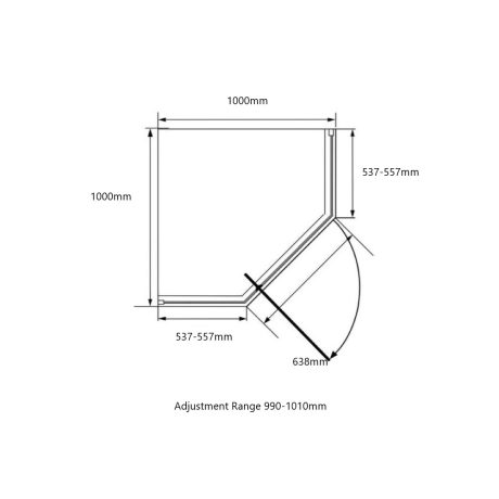 semi frame diamond shower screen with pivot door, chrome 1000 x 1000mm