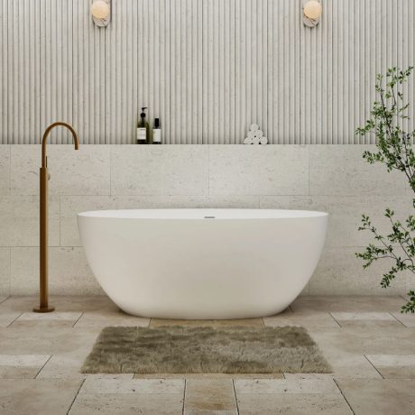 cassa freestanding egg shell bath, matte white 1500mm