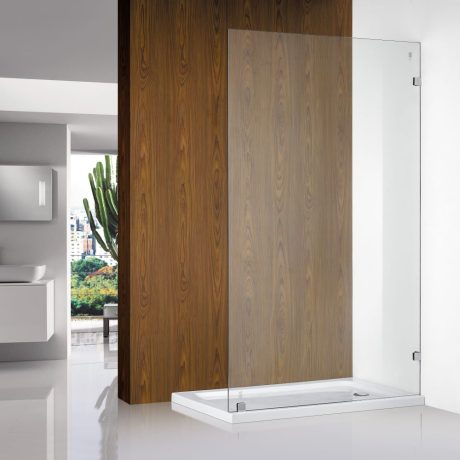 frameless walk in shower panel with brackets, chrome 1200mm