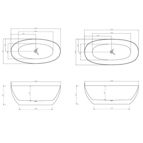 cassa freestanding egg shell bath, gloss white 1700mm