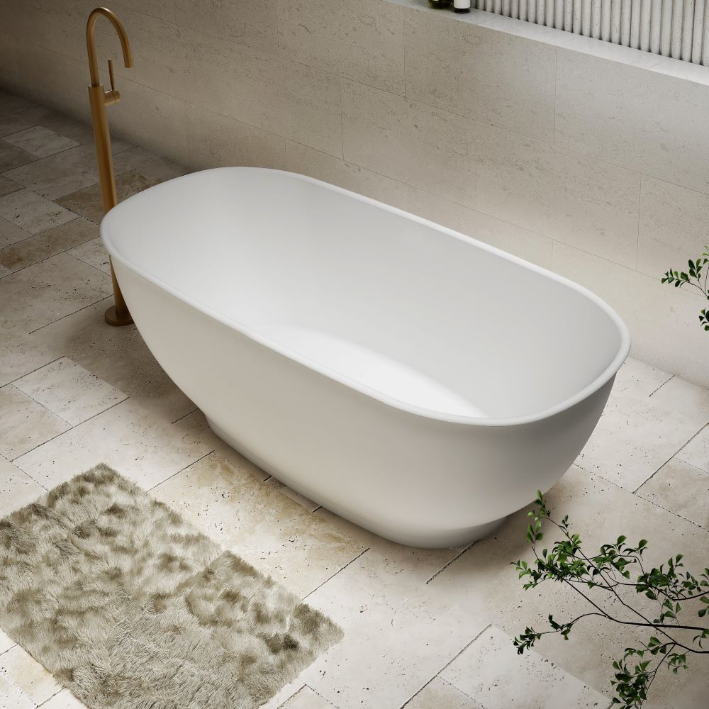 hampton freestanding bath, matte white 1700mm