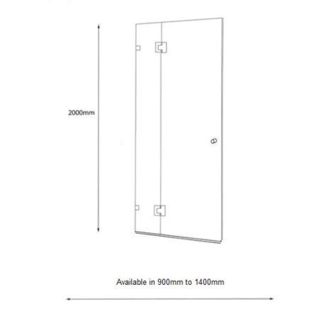 frameless wall to wall with hinge door, gun metal 1200mm