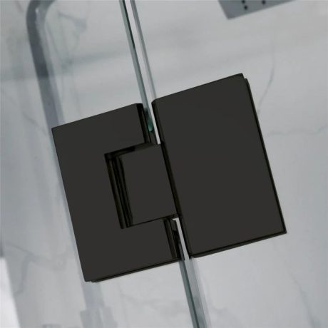 frameless square corner shower screen with hinge door, matte black 0850 x 0850mm