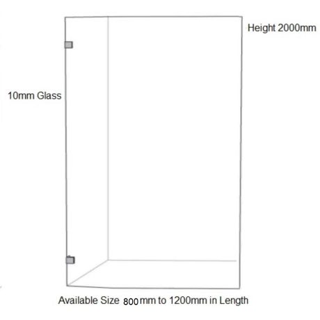 frameless walk in fluted glass shower panel with brackets, chrome 0800mm