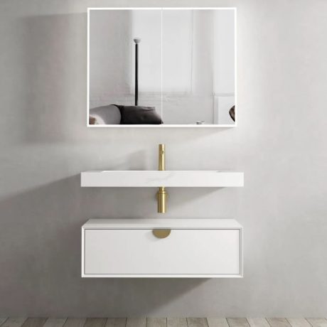 moonlight satin white wall hung cabinet 0900mm