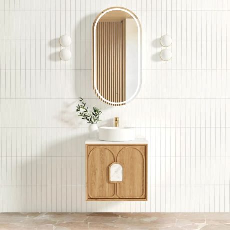 laguna mark ii wall hung vanity, natural american oak 0600mm cabinet only
