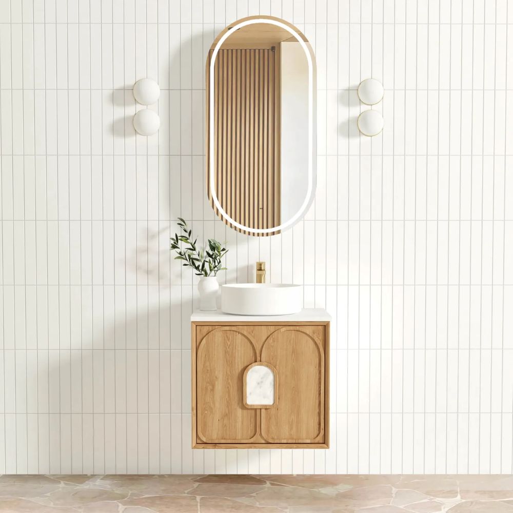 laguna mark ii wall hung vanity, natural american oak 0600mm cabinet only