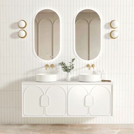 laguna mark ii wall hung vanity, satin white 1500mm cabinet only