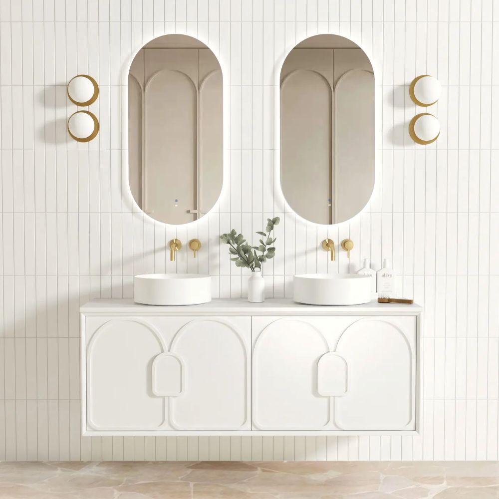 laguna mark ii wall hung vanity, satin white 1500mm cabinet only