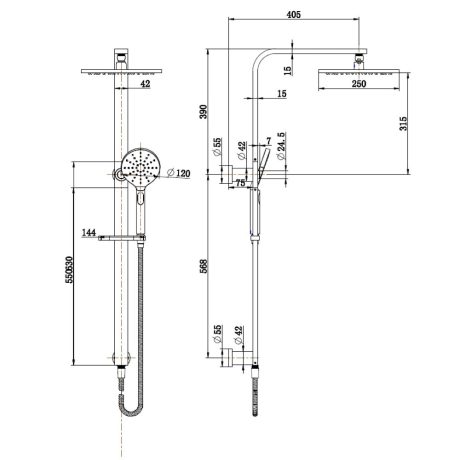 nova shower column set, pvd champagne