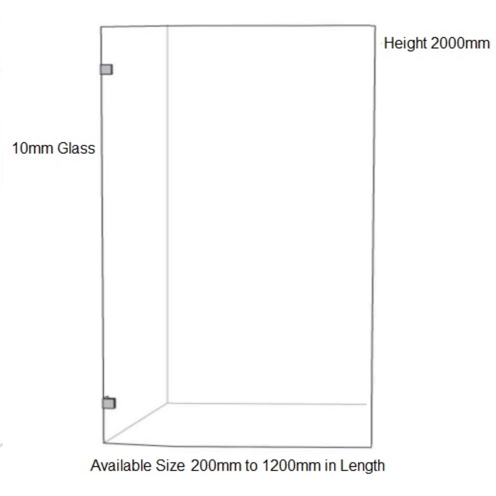 frameless walk in shower screen with brackets, light gold 0600mm