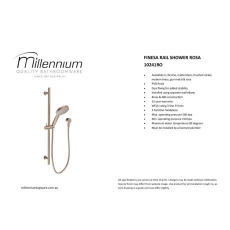 finesa rail shower, rosa