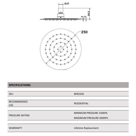 rund 0250mm round shower head, chrome