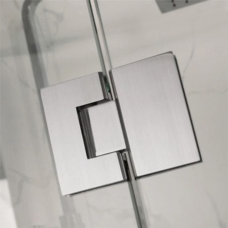 frameless square corner shower screen with hinge door, brushed nickel 1200 x 1200mm