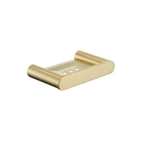 ss rund soap holder, brushed gold
