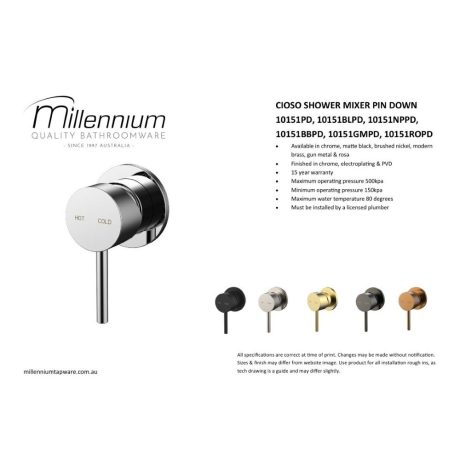 cioso pin down shower mixer, rosa