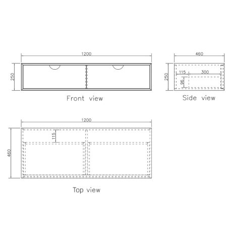 moonlight satin white wall hung cabinet 1200mm