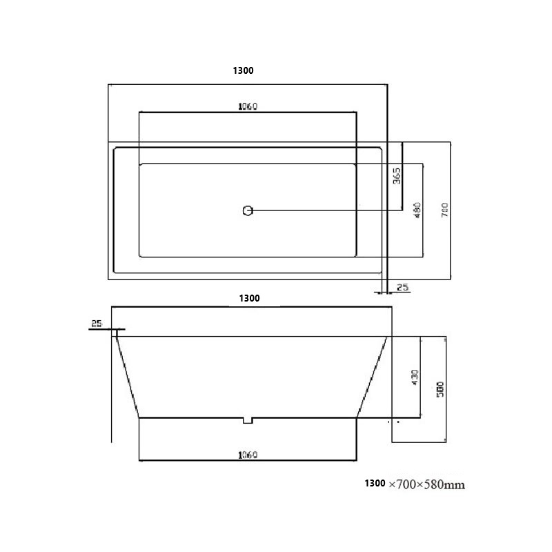 theo multi fit freestanding bath, gloss white 1300mm overflow