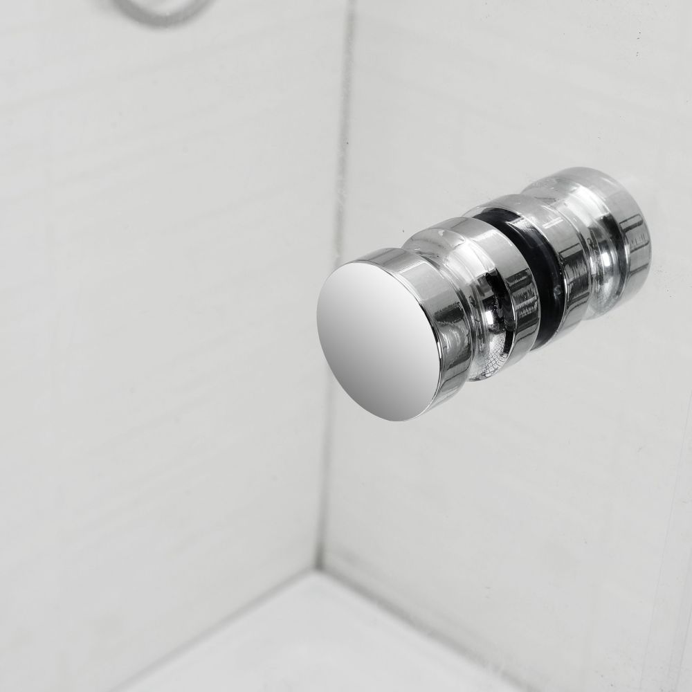 frameless square corner shower screen with hinge door, chrome 1100 x 1100mm