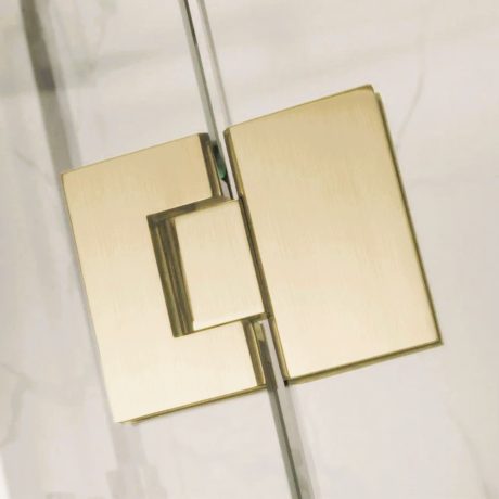 frameless square corner shower screen with hinge door, light gold 0900 x 0900mm