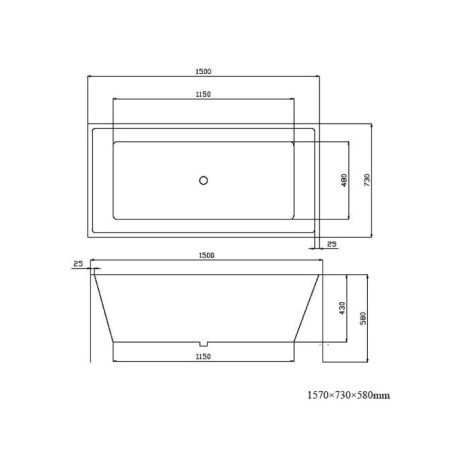 theo multi fit freestanding bath, gloss white 1500mm overflow