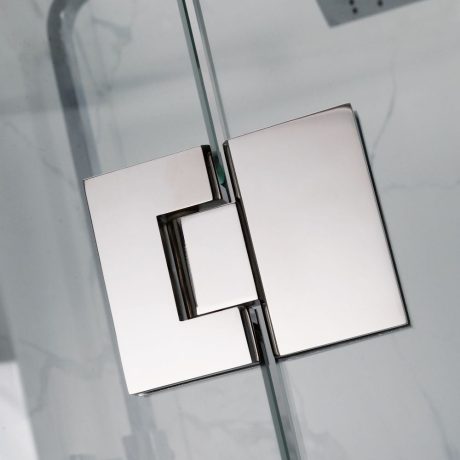 frameless square corner shower screen with hinge door, chrome 1100 x 1100mm