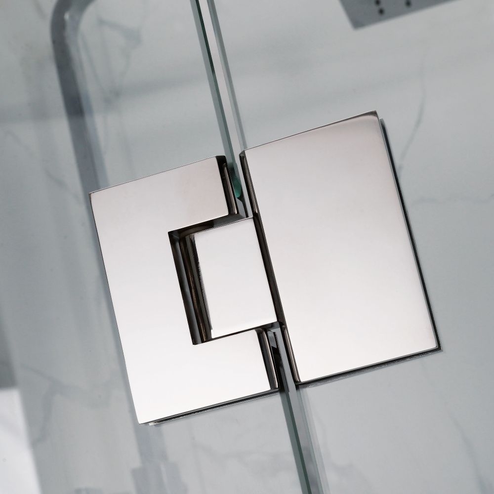 frameless square corner shower screen with hinge door, chrome 0900 x 0900mm