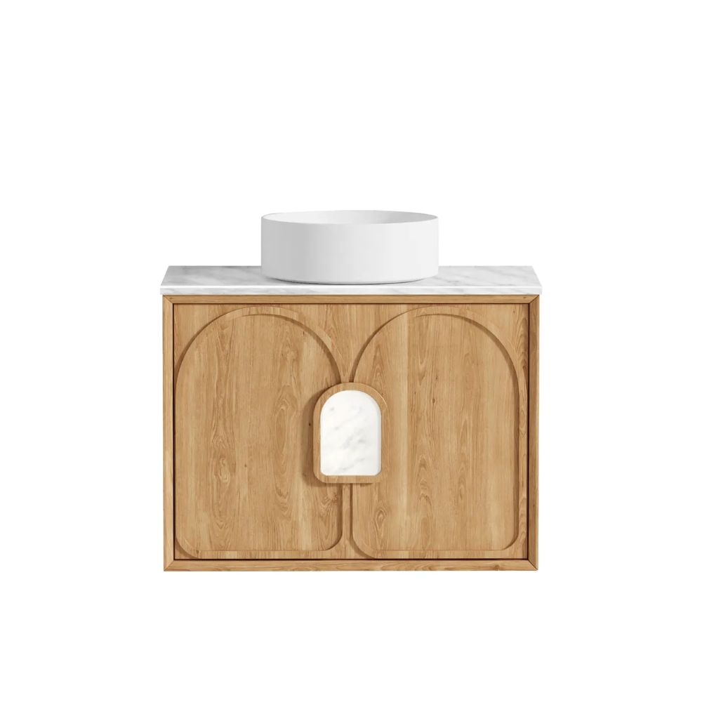 laguna mark ii wall hung vanity, natural american oak 0750mm cabinet only