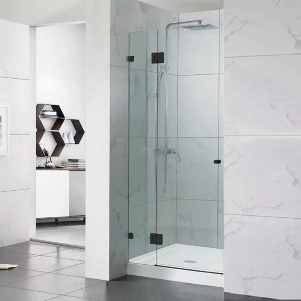 frameless wall to wall with hinge door, gun metal 1200mm